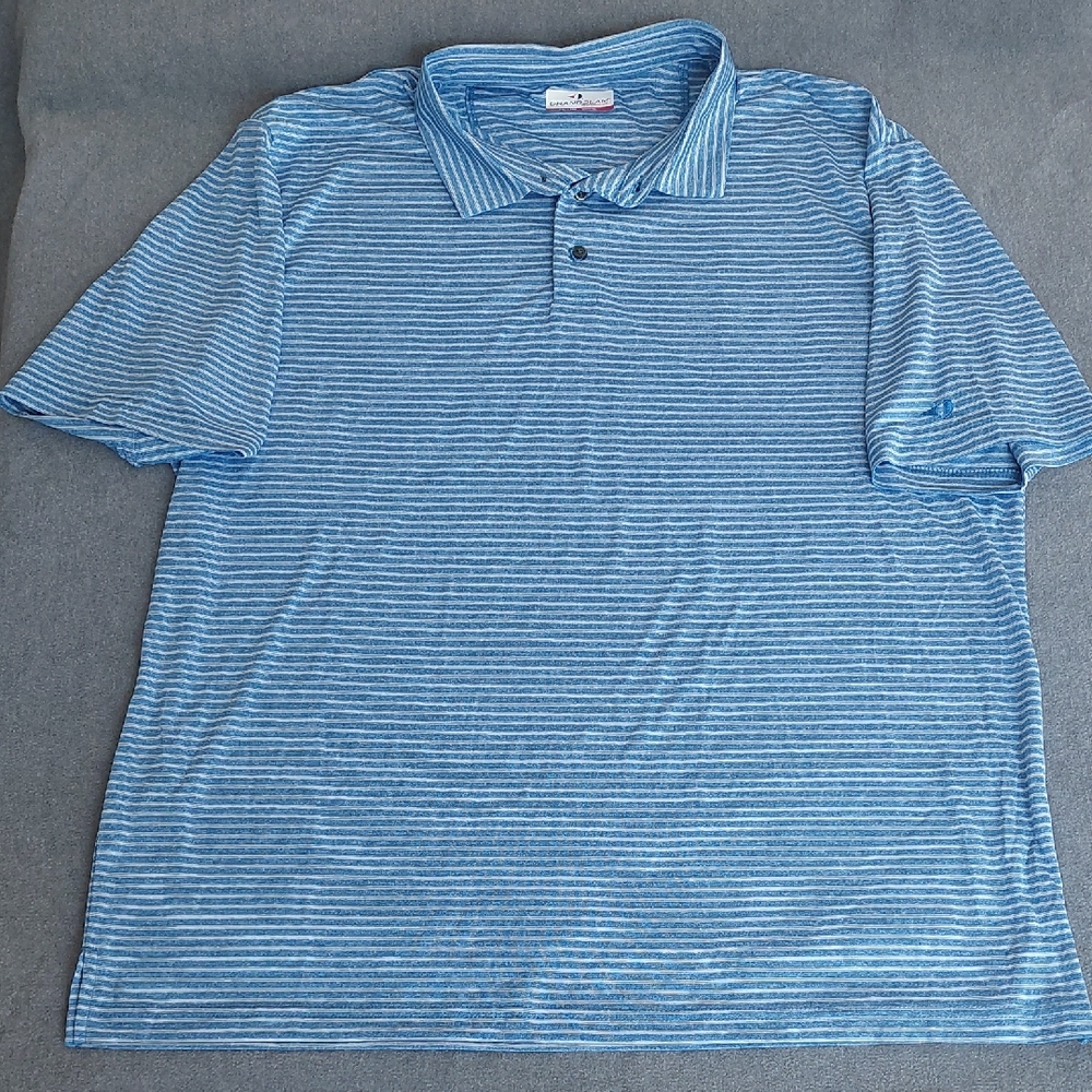 Grand Slam Performance Men’s XXL Blue & White Striped Short Sleeve Golf Polo